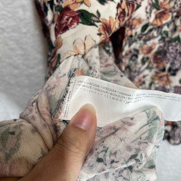 MNG Casual Floral Wrap Dress S Short Sleeve Tie Waist Boho Cottagecore Size 4 - Picture 10 of 15